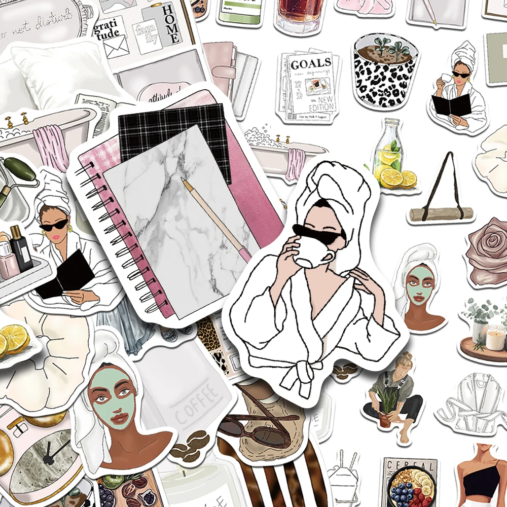 50pcs Clean Girl Stickers Decals For Laptop Scrapbook Luggage Guitar Helmet DIY Graffiti Aesthetic Stickers Creative Gifts