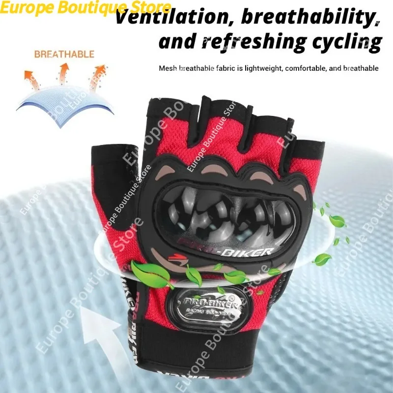 Touch Screen Breathable Summer Half Finger Mesh Motorcycle Gloves For Motorbike Motocross Racing Riding view 2