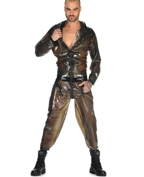 Rubber Latex Catsuit Gummi Loose Transparent Black Bodysuit Overall 0.4mm Plus