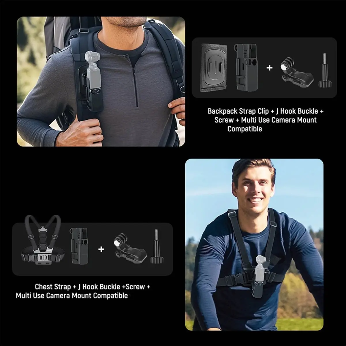 

AT33 16-in-1 Action Camera Accessory Kit for GoPro/DJI Action 5/4/Insta360 Tripod/Chest Mounts/Carrying Case/Cold Shoe Head
