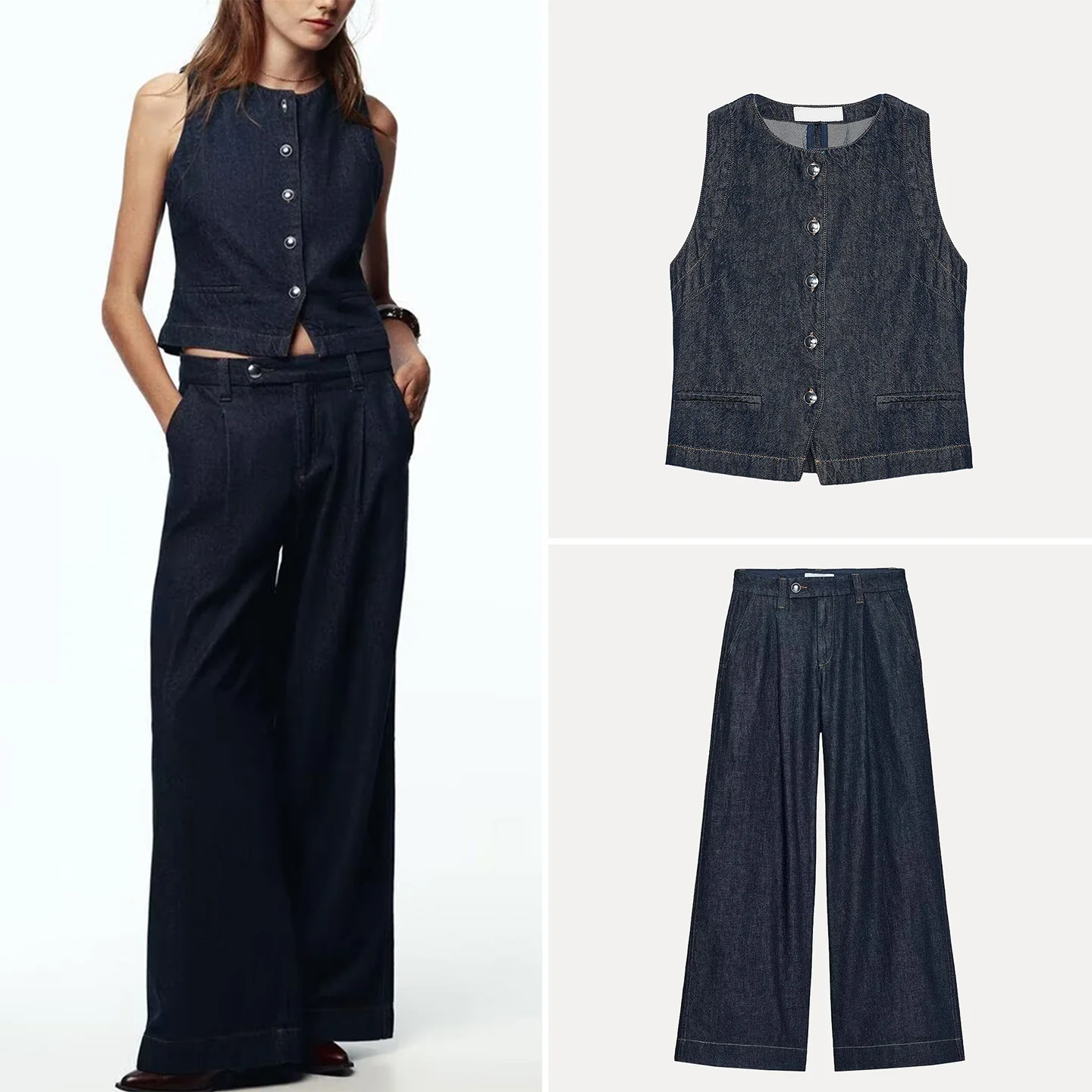 Slim Fit Denim Vest 2025 Autumn New Women's Sle Z 3777225 Jeans 3777223 Casual High Waist mid Stretch Chinese Production