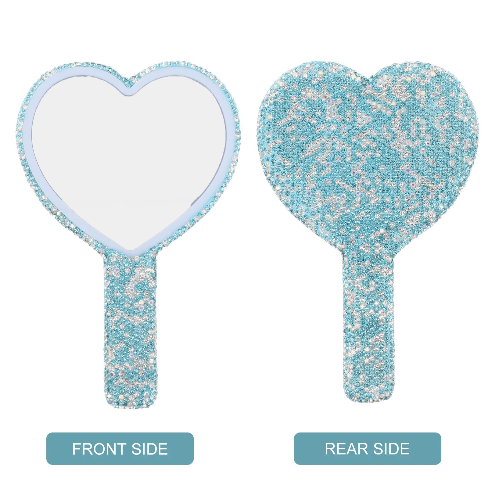 휴대용 하트 모양 손거울 인체공학적 손잡이 콤팩트 플라스틱 메이크업 미러 가벼운 개인용 포켓 여행용 화장 거울