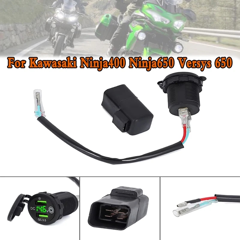 

For Kawasaki Versys 650 Ninja 400 650 New Arrival For Motorcycle Camera Cellphone Type C Single Dual USB Fast Charger with Relay