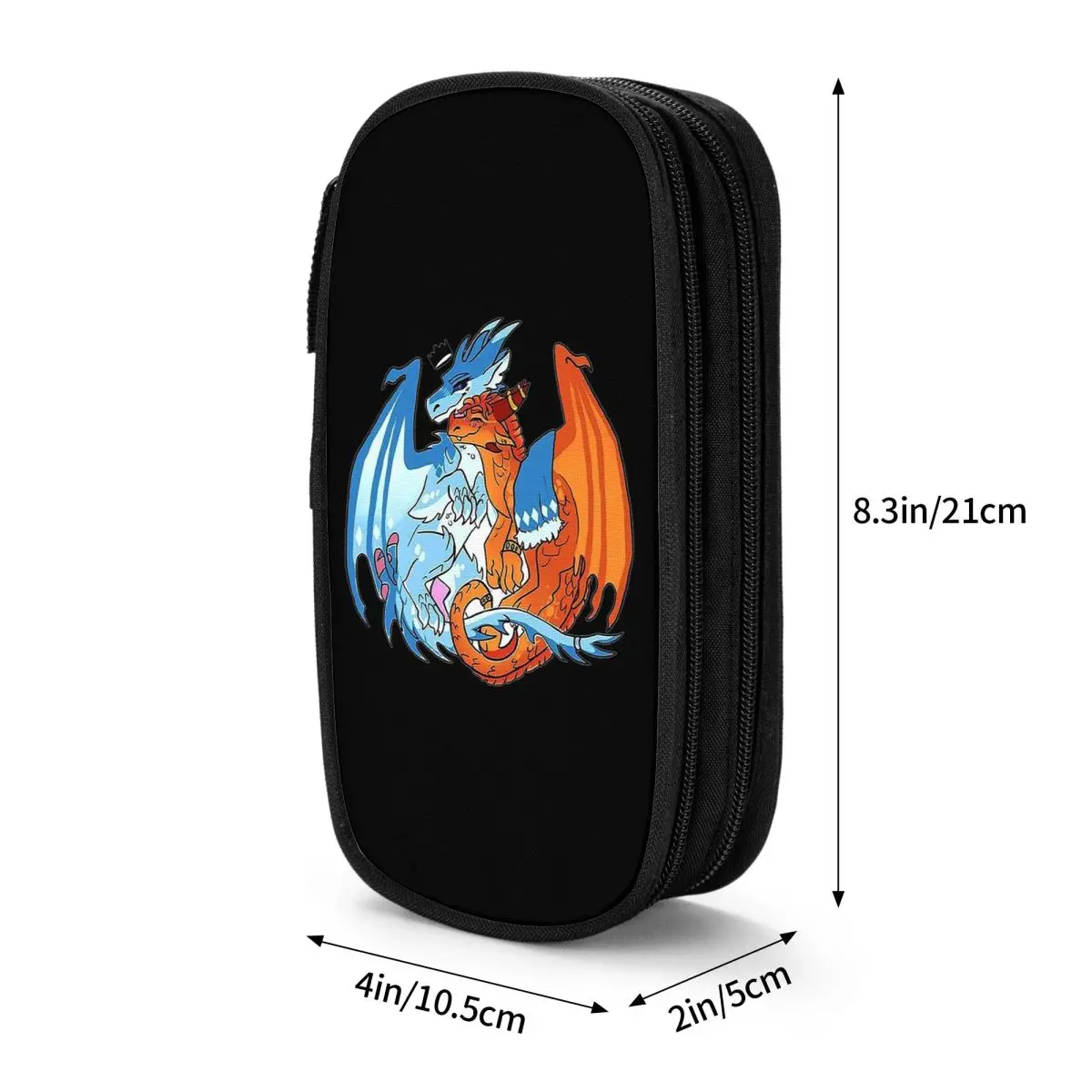 Cartoon Fire And Ice Dragon Print Pencil Case for Kids Gifts Pen Box Pencil Bag Stationery Supplies Pen Holder Bag