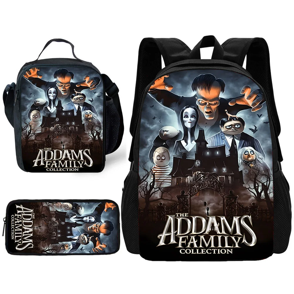 Child School American horror comedy Wednesday Backpack with Lunch Bags ,Pencil Bags ,School Bags for Boys Girls Best Gift