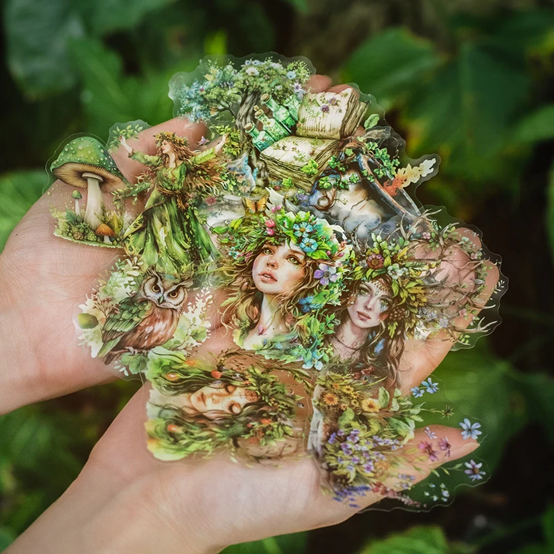 JIANQI 30 pcs Forest Witch Series PET material Decorative sticker Diary Album Scrapbooking material Junk Journal Supplies