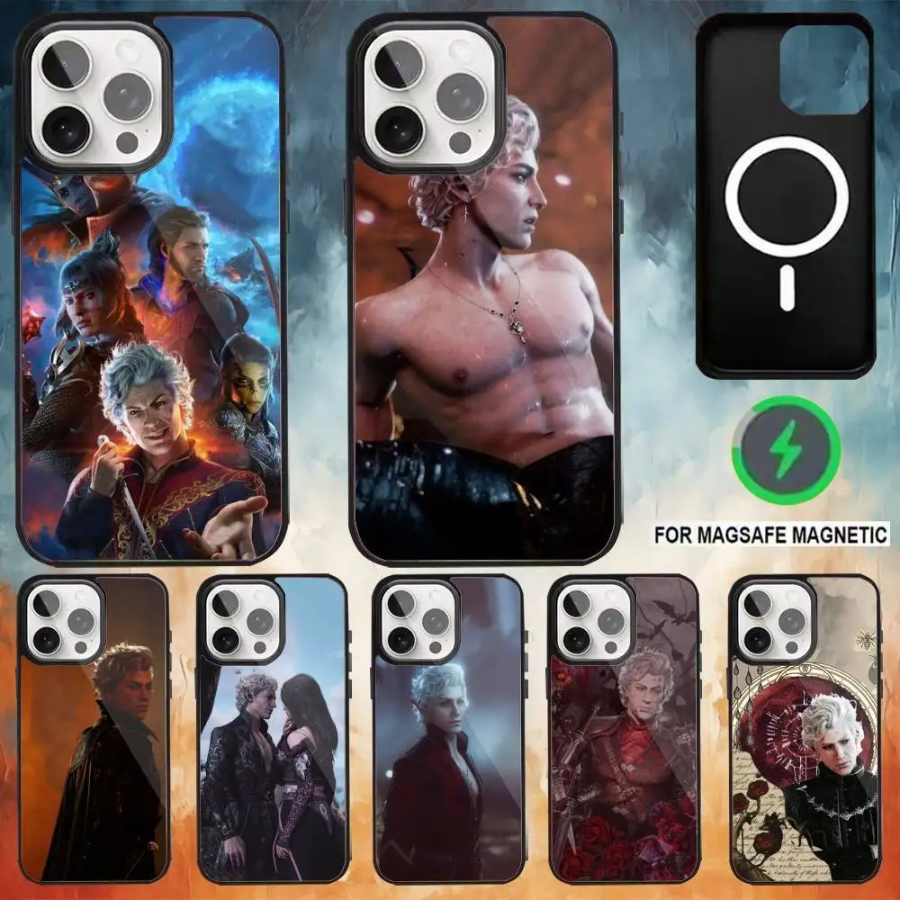 Funda de teléfono Astarion B-BaldursS Game para iPhone17,16,15,14,13,12,11 Plus,Pro Max, carga inalámbrica magnética Magsafe