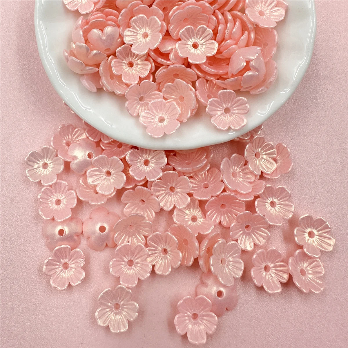 80Pcs/bag 10.5mm Acrylic Colored Five-petal Flower Beads Caps Handmade Earrings Hairclip Jewelry MakingMaterials