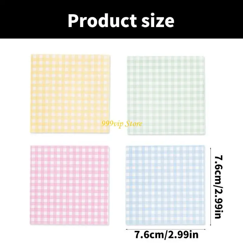 C90C 8 Pcs Adhesive Note Plaids Memos Pad Colorful Note Pad