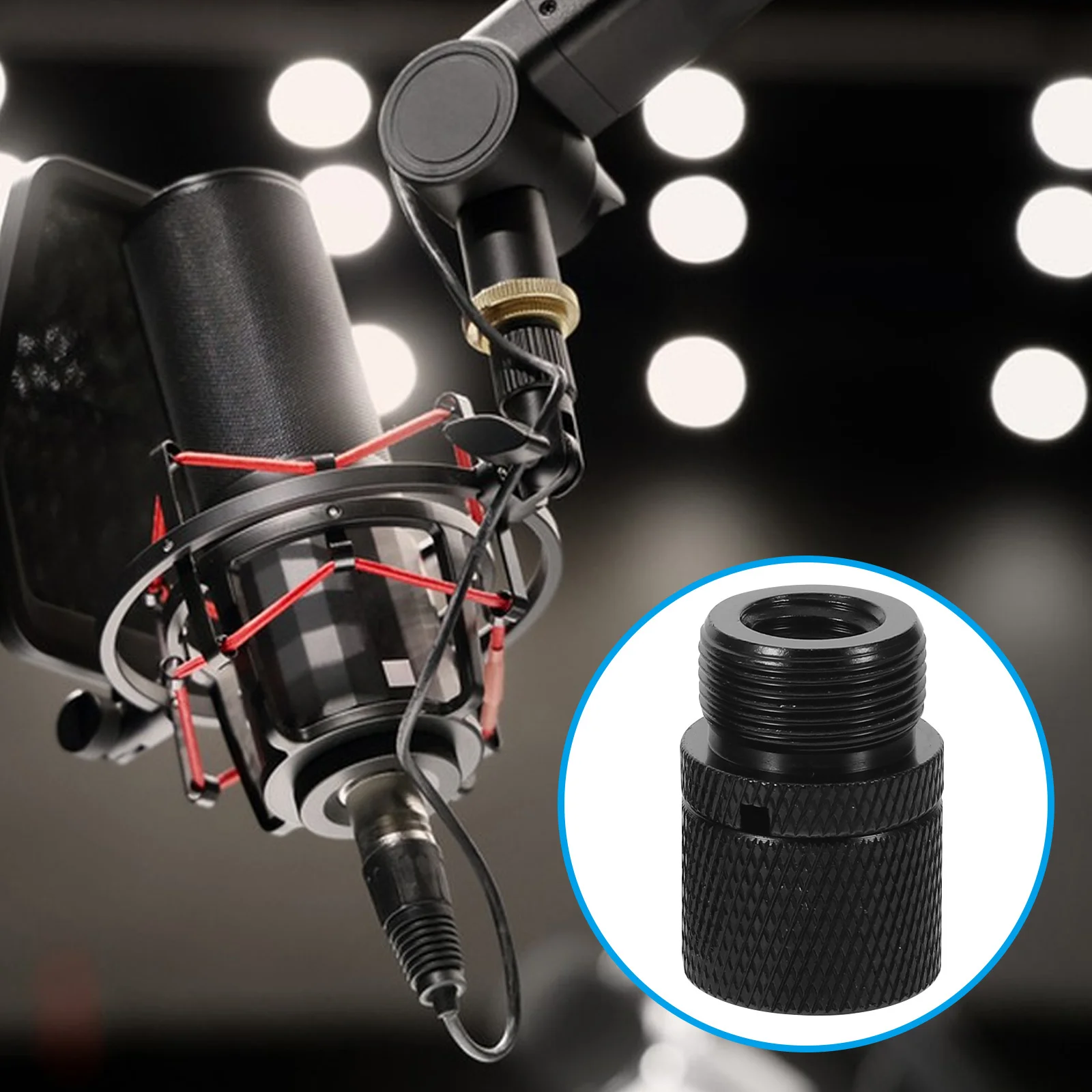 

10pcs Microphone Thread Adapter Aluminum Screw Converter For Mic Stand Boom Arm Tripod Mount Black Durable Shockresistant