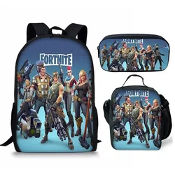 Fortnite Backpack 3pcs Set Kid Child Schoolbag Pencilcase cosplay Schoolbag Cool Boys Girls Student Bag