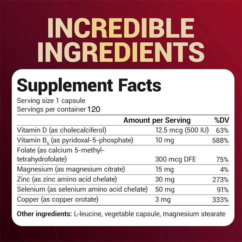 Zinco com magnésio, vitamina D3, selênio - ajuda a melhorar a saúde da pele, do cabelo e das unhas, aumentar a imunidade e melhorar a vitalidade da pele