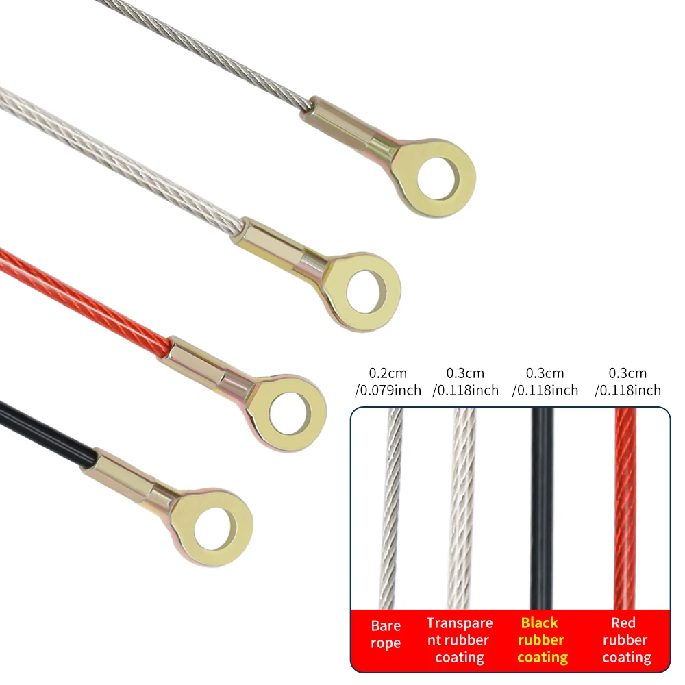 2/3mm 304 Steel Wire Safety Rope, Surface PVC Coating, M6 Crimping Terminal for Mechanical Connection/Lighting Suspension