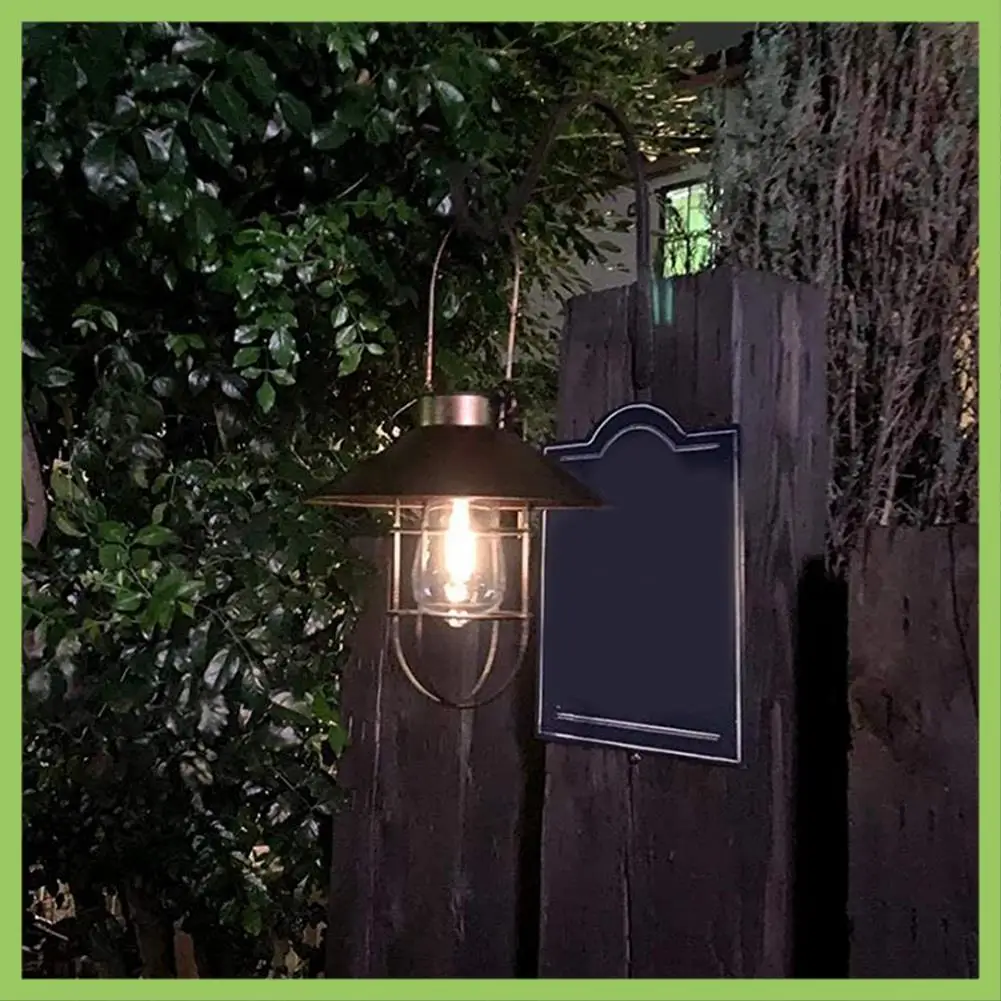 

Solar Lantern Lamp Outdoor Hanging Waterproof Vintage Metal Solar Garden Lights With Tungsten Bulb Decorative