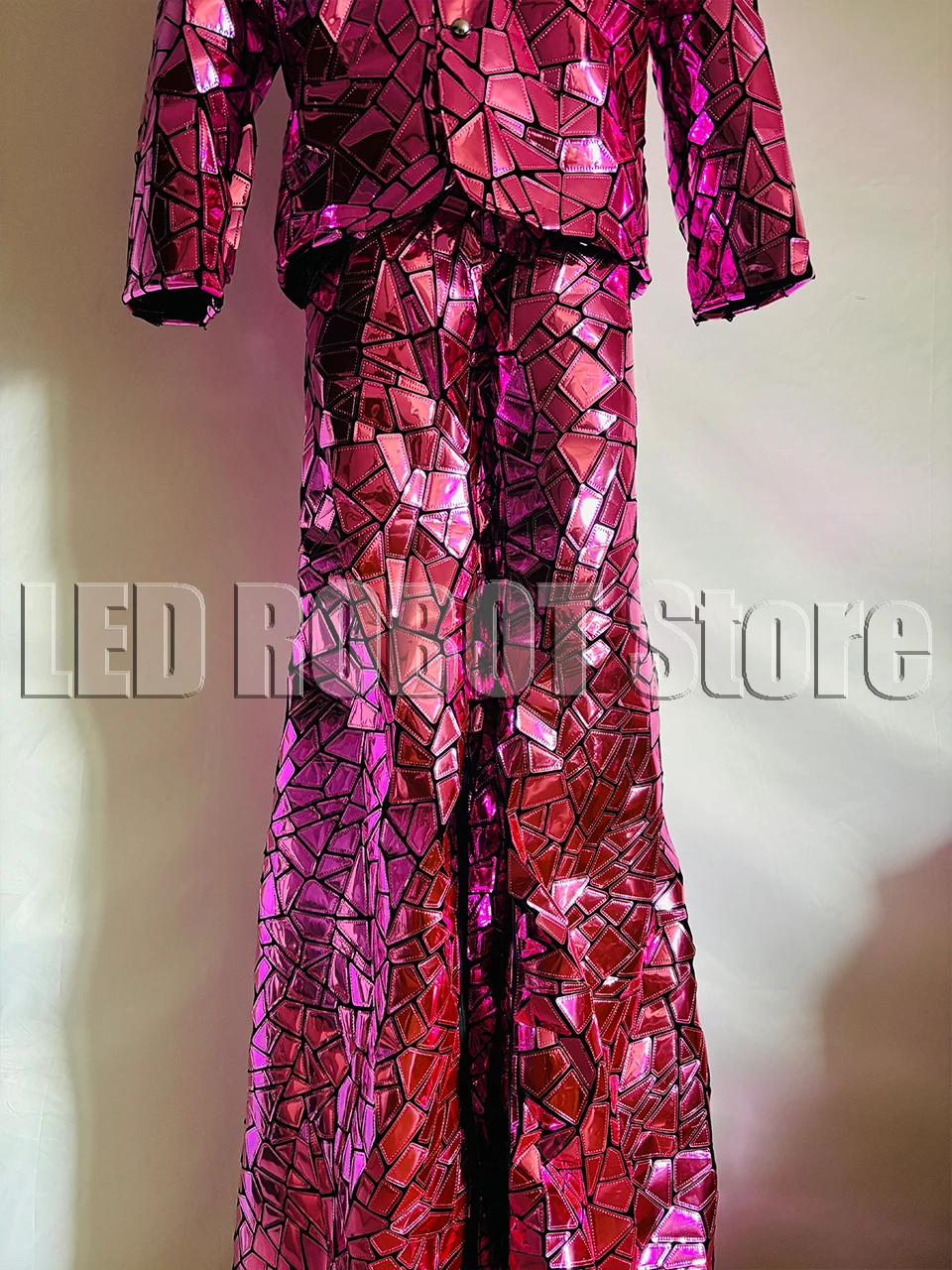 Pink Purple Mirror Fabric Material Robot Suit Stilts Walker Costume for Stage Show DJ Dancing Kryoman Giant Clothing