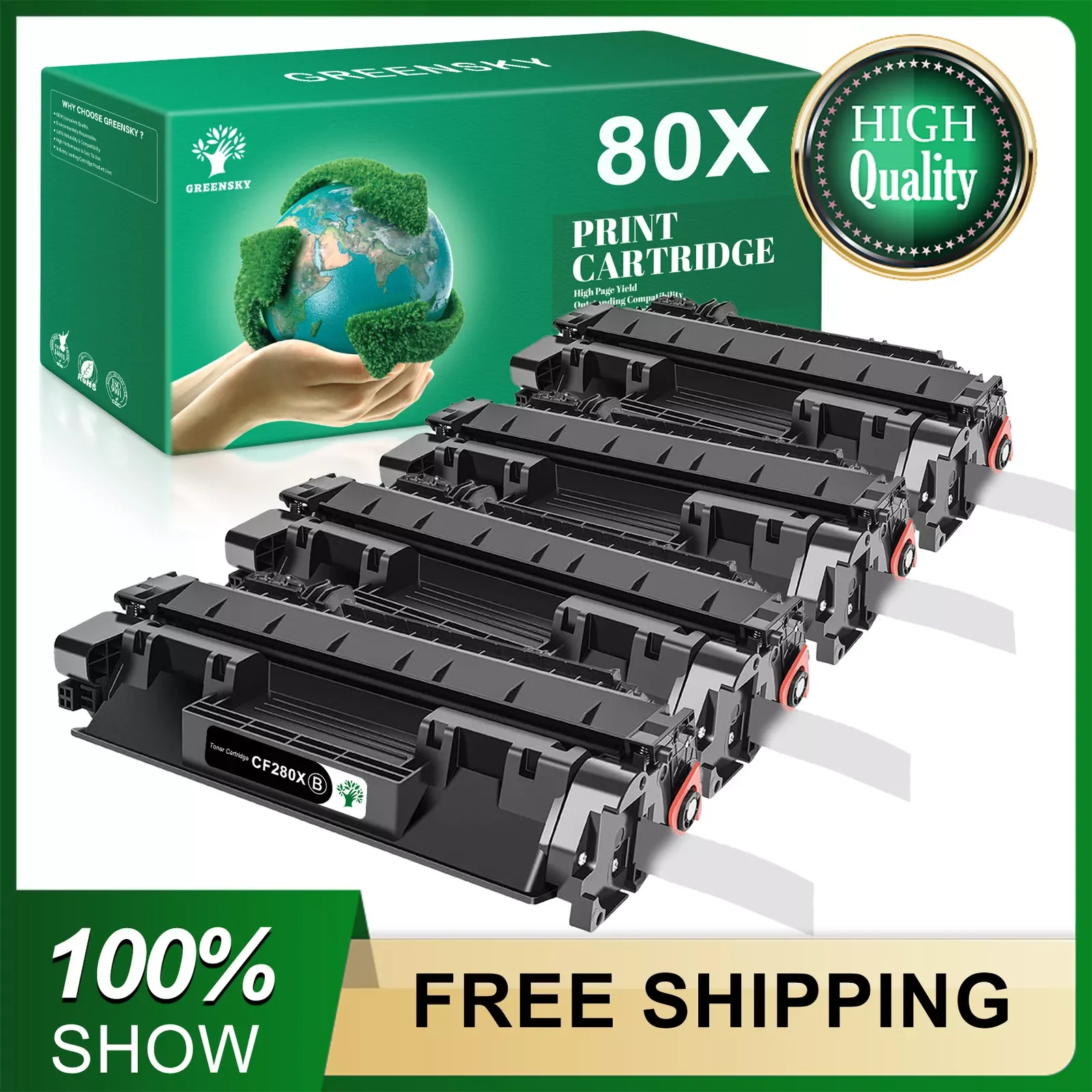 

4 Pack Toner Compatible With HP CF280X 80X LaserJet Pro 400 M425dn M401dn M401n