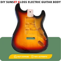 DIY Sunset Gloss Electric Guitar Body, Single Swing Electric Guitar Conversion Parts, Poplar Body for ST Strat Style