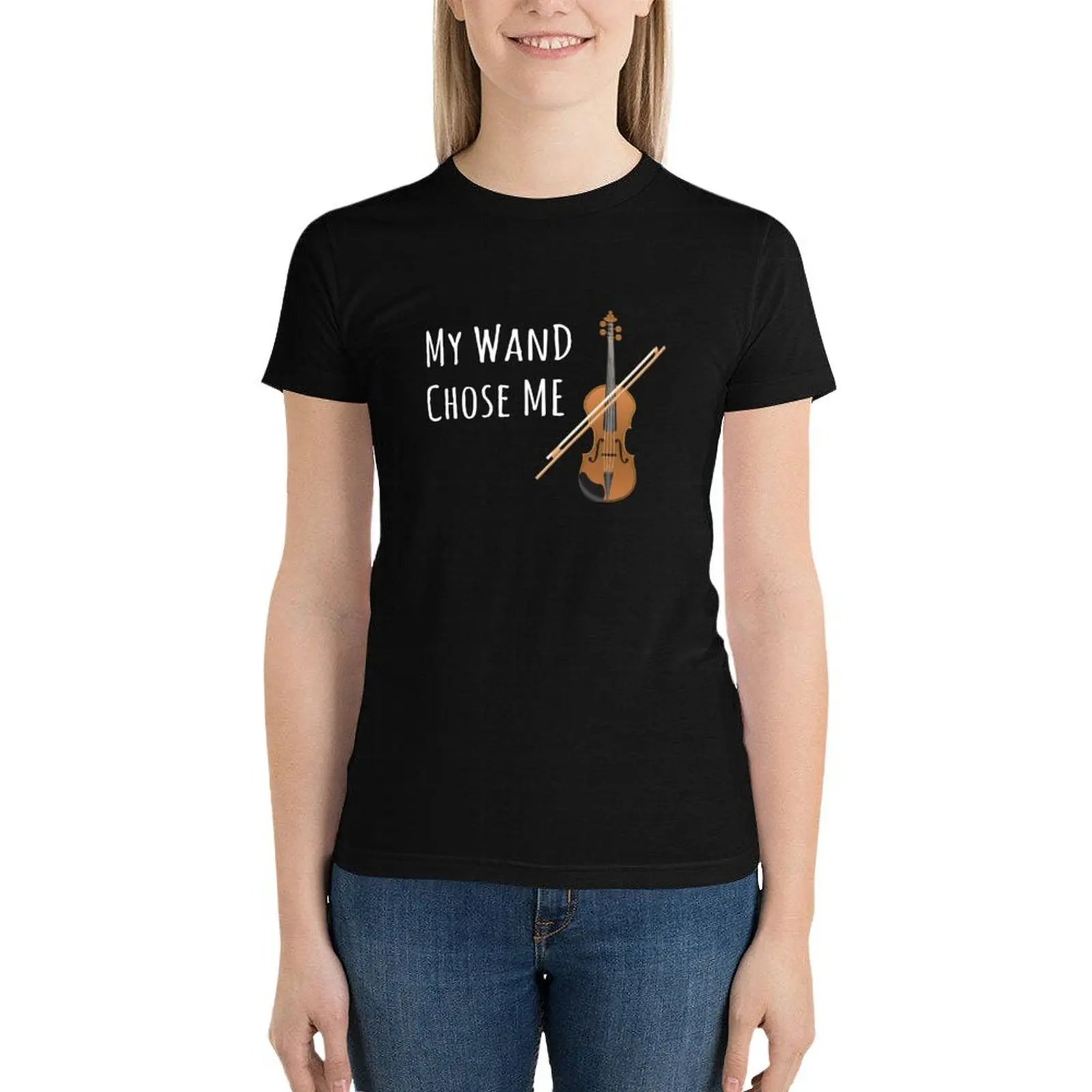 

My Wand Chose Me Violinist Viola Violin Music T-Shirt Female clothing oversized summer top cute tops t shirts for Womens