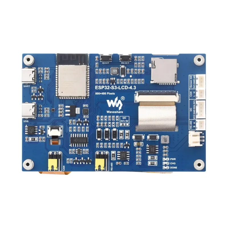 Placa do desenvolvimento da exposição do ESP32-S3 Touch, ESP32-S3, 4,3 ", 800 × 480, toque de 5 pontos, 32-bit, LX7, processador do Duplo-núcleo