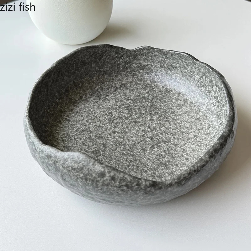 Creative Eggshell Plate Ceramic Irregular Soup Bowl Salad Plate Dessert Snack Plate Serving Dish Restaurant Specialty Tableware