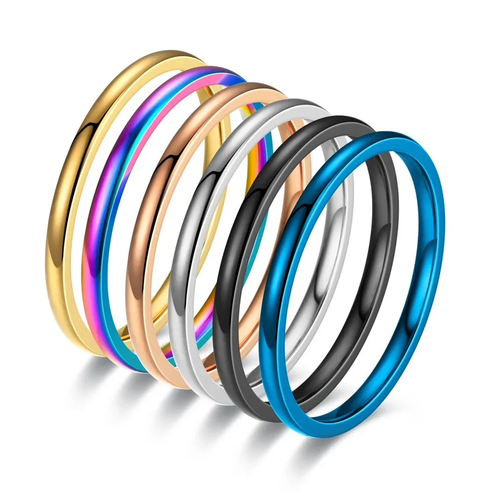 2mm Men and Women Titanium Steel Ring for Elegant USA Size 5-13