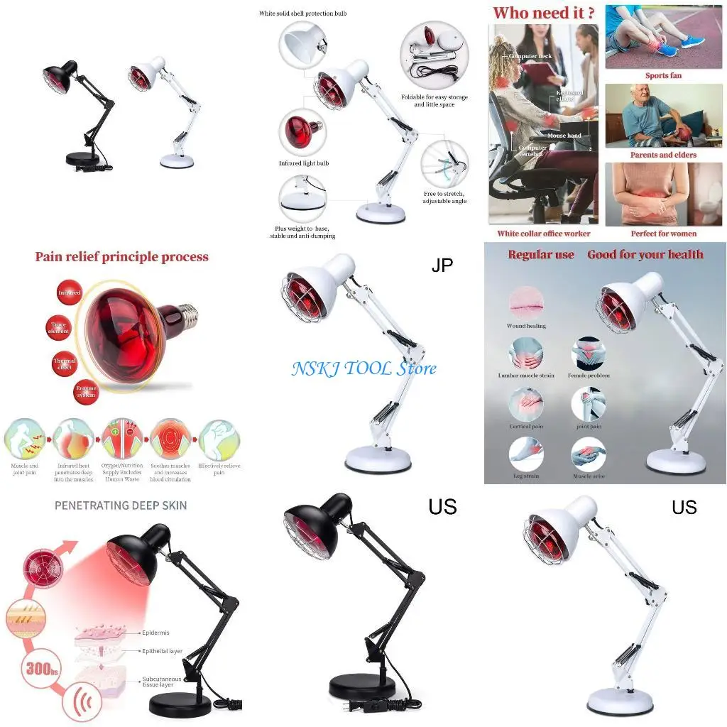 L8RC 150W Near Red Light Therapy Massage Heating Lamp forBodyNeckAcheMuscleJointBackPainBloodCirculation