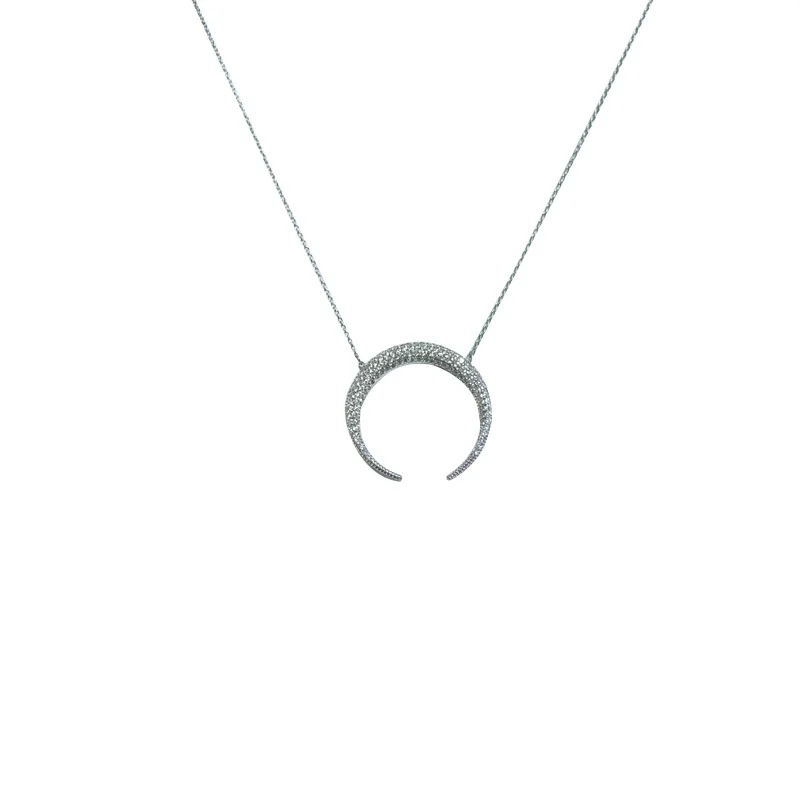 

Temperament slightly inlaid with diamond moon necklace, high sense fashion simple collarbone chain