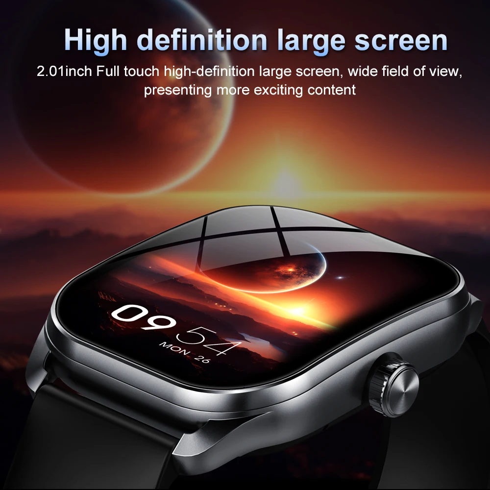 نمط Smartwatch الرجال سطح 2.01 HD بلوتوث دعوة اللياقة البدنية SportHealth معدل ضربات القلب خطوة العد ساعة تنبيه الساعات الرياضية الموضة