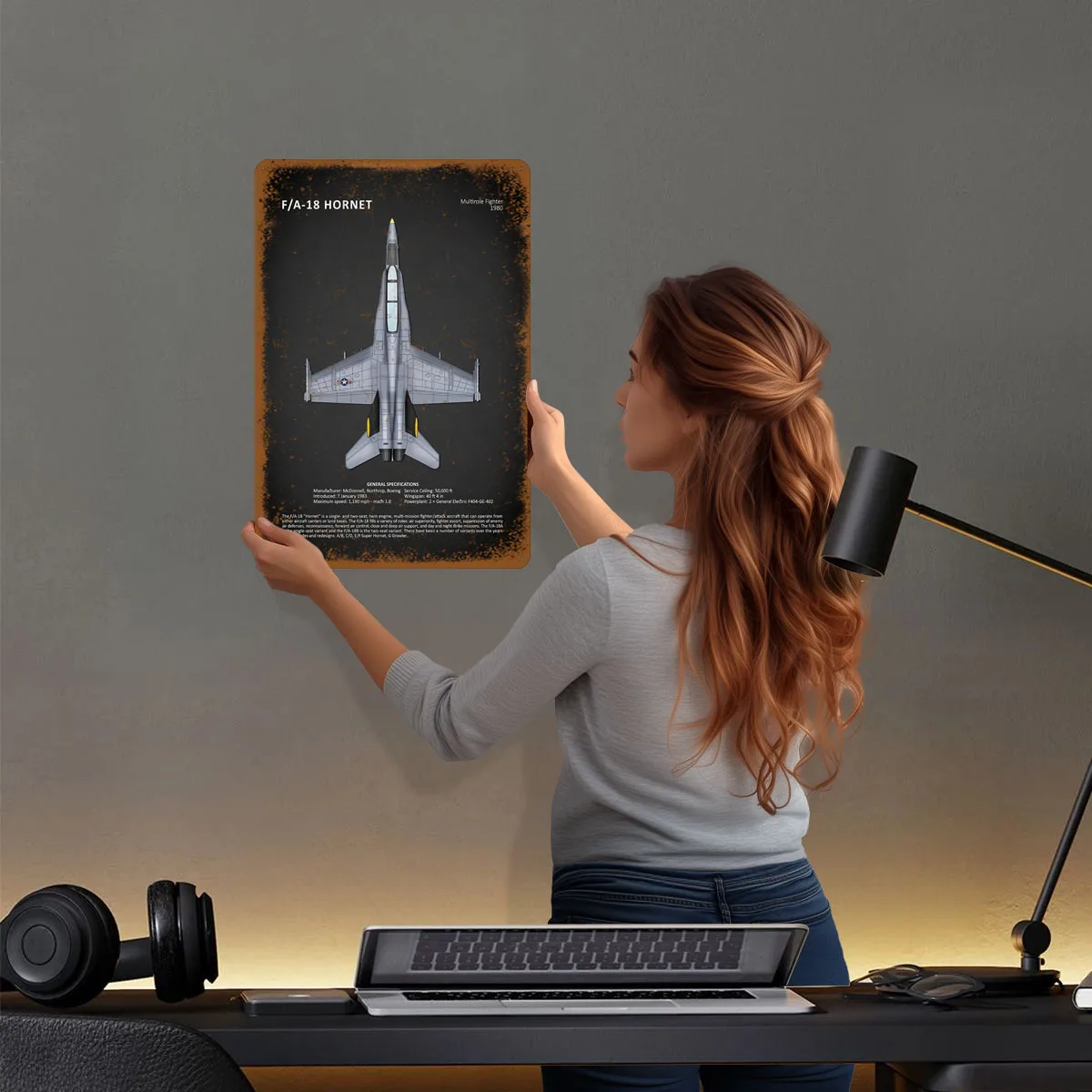 The FA18 Hornet Sign Airplanes Poster Things for Room Design Custom Metal Tin Signs for Wall Art Decoration Bath Room Decor Men