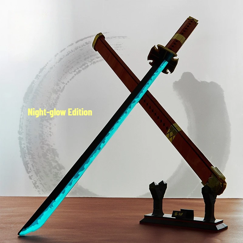 

MOC аниме самурайский меч модель строительные блоки с подставкой мультфильм игры для мальчиков лезвие ночника в сборе маленькие кирпичи игрушки подарки