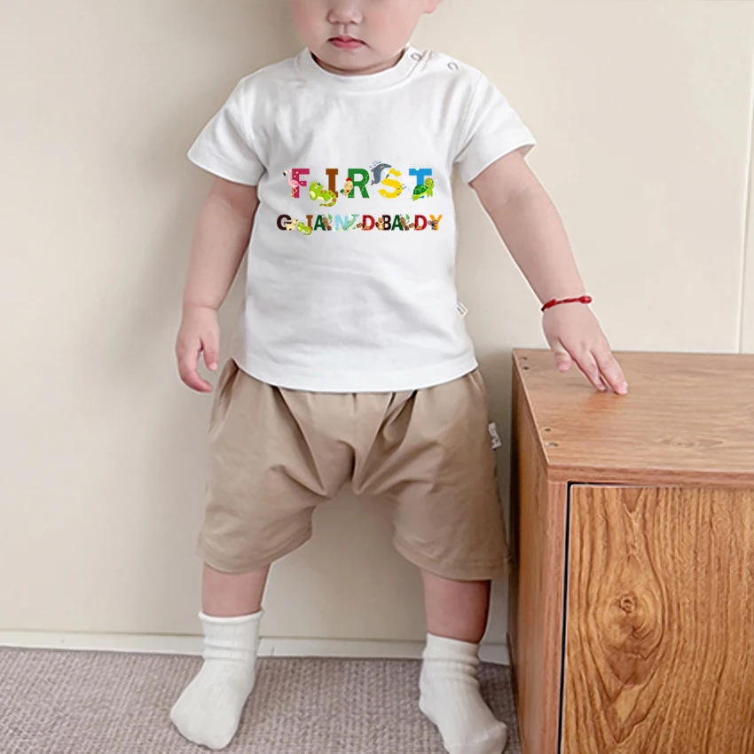 

Детские футболки с забавным принтом First Giandbady для новорожденных девочек и мальчиков, повседневные рубашки для малышей, хлопковые детские футболки, детская одежда