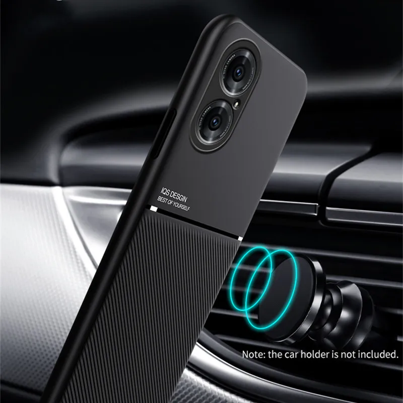 For Huawei P50 P 50 Pro Case Car Magnetic Holder Leather Texture Phone Cases For Huawei P50 Pro P50Pro Soft Bumper Back Cover