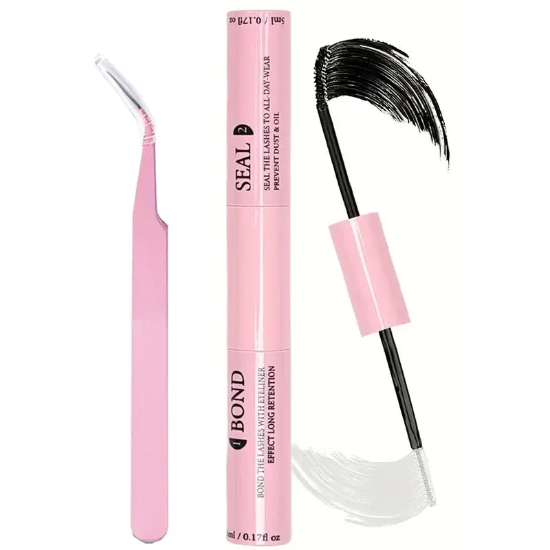 Eyelash Bond And Seal For Diy Lash Clusters Long Lasting Lash Glue Hold Waterproof Mascara Wand Double-Ended False Eyelash Glue