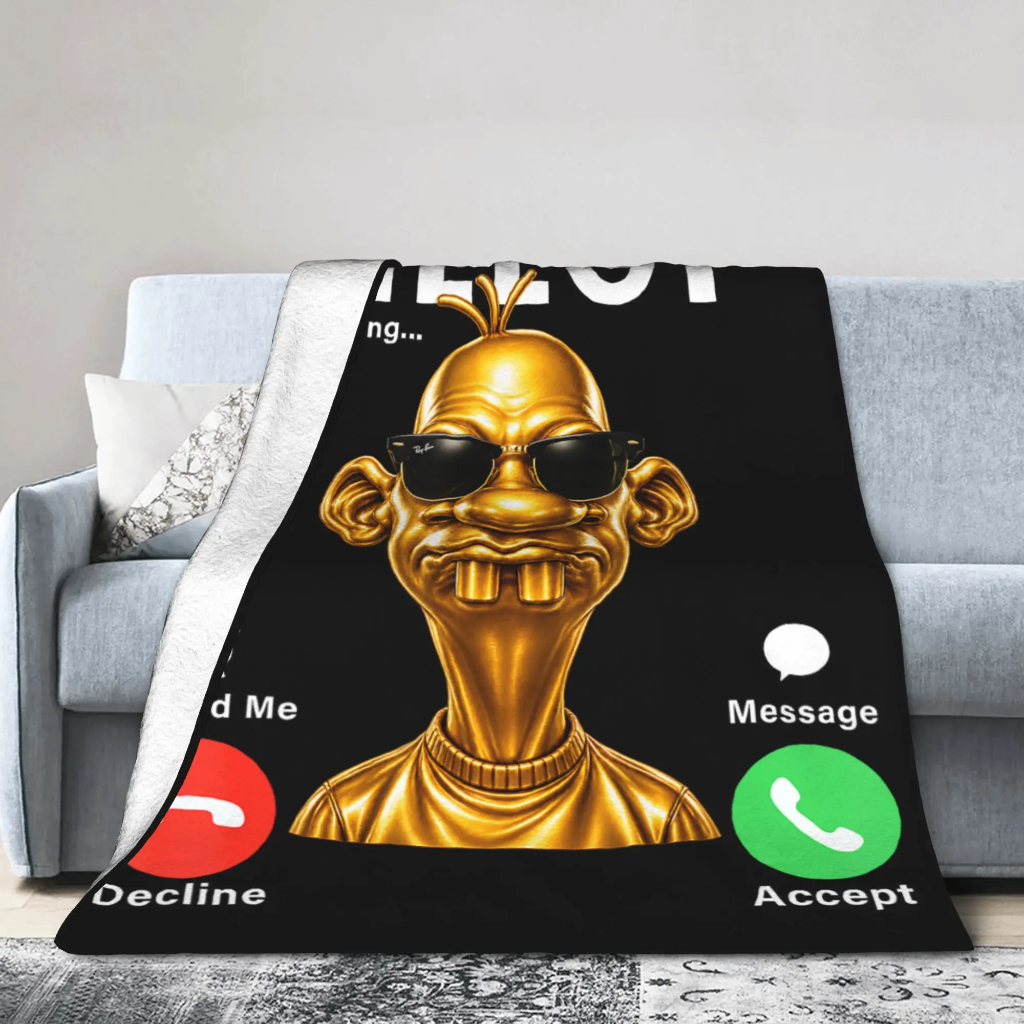 Neegy-Meme Calling Internet Brainrot Blanket Flannel Humor Gen Alpha Soft Throw Blankets for Home Couch Outdoor Multifunction