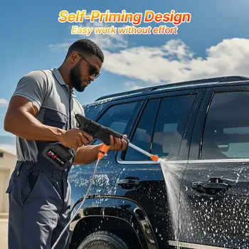 無線高壓清洗機,三合一噴嘴手持式無線電動高壓清洗機,便攜式無線電動清潔工具,435馬力 6 best sales 高壓清洗槍 - №4