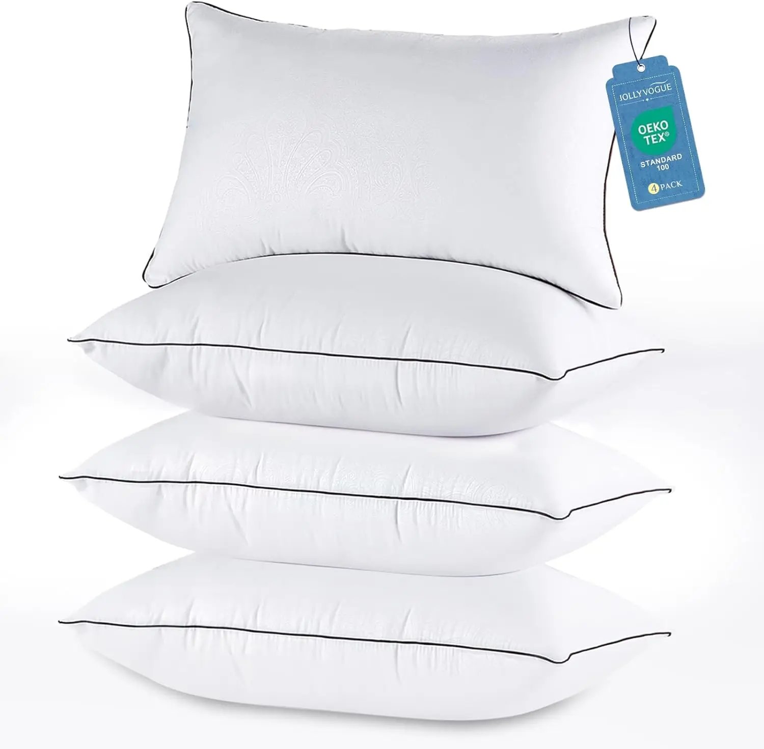 

Queen Size Bed Pillows Set of 4, Soft Supportive Down Alternative Filling for Side Back Sleepers, Hotel Quality