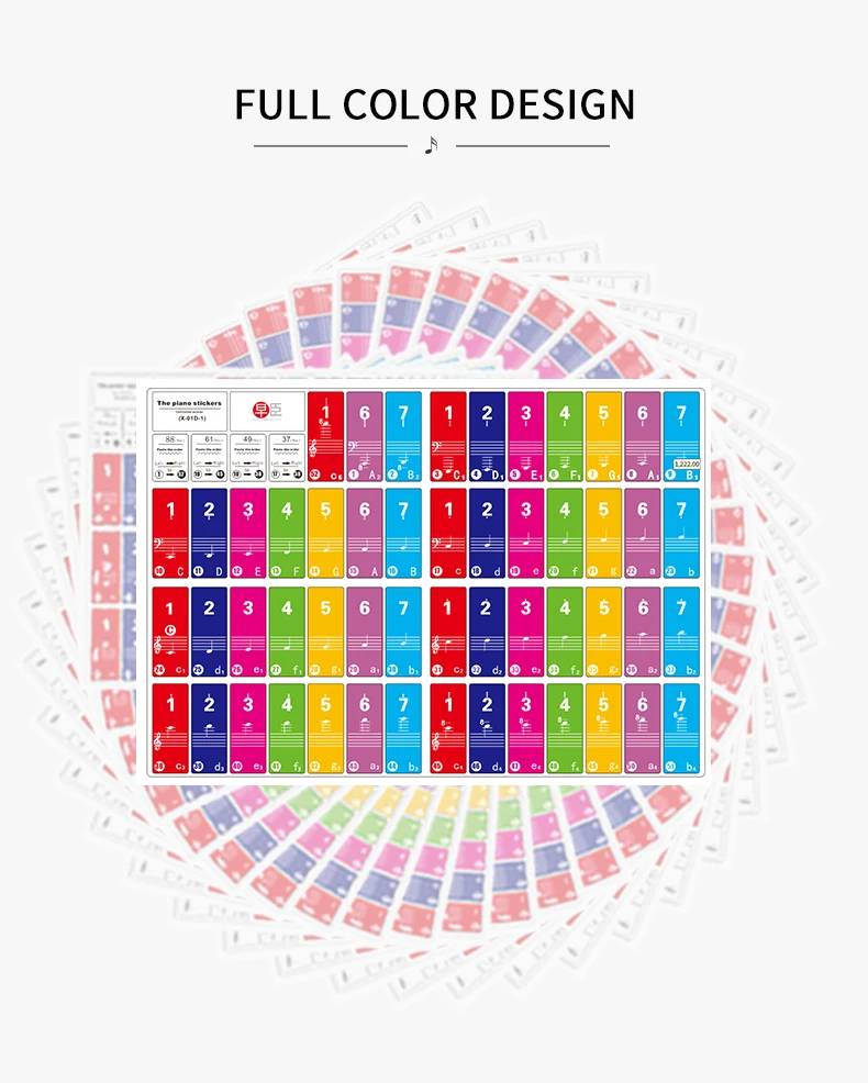 Removable Piano Colored practice stickers for beginners 88 61 76 49 Keyboard note labels Practice aids for piano learners Piano
