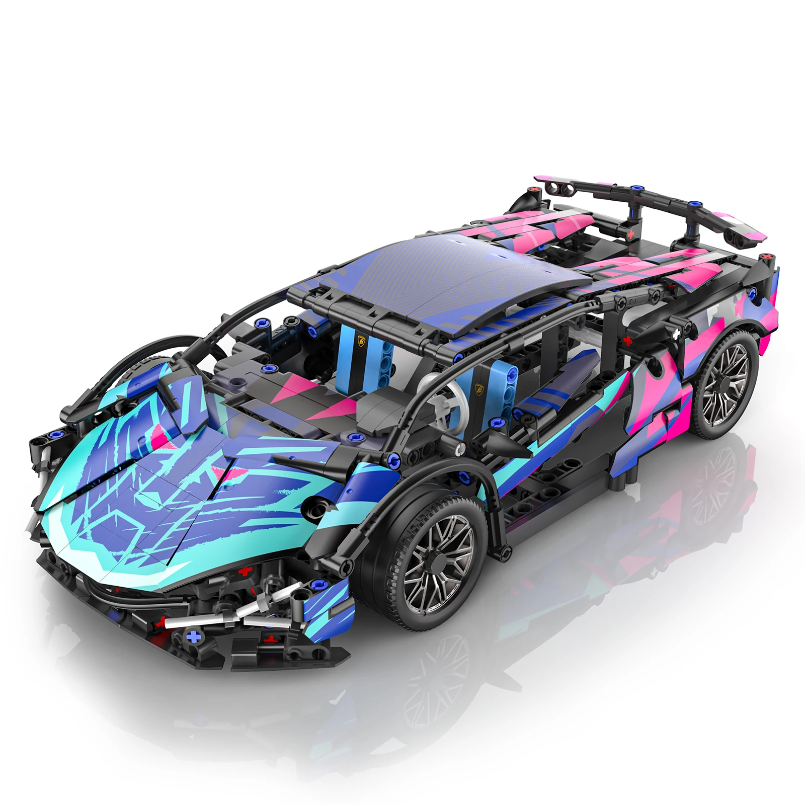 KAVOWORLD 1:14 Coche Deportivo Cibernético Creativo de Bloques de Construcción, 806 Piezas, Juguete STEM, Vehículo Mecánico, Kit de Modelo de Coche de Carreras, Regalos para Niños
