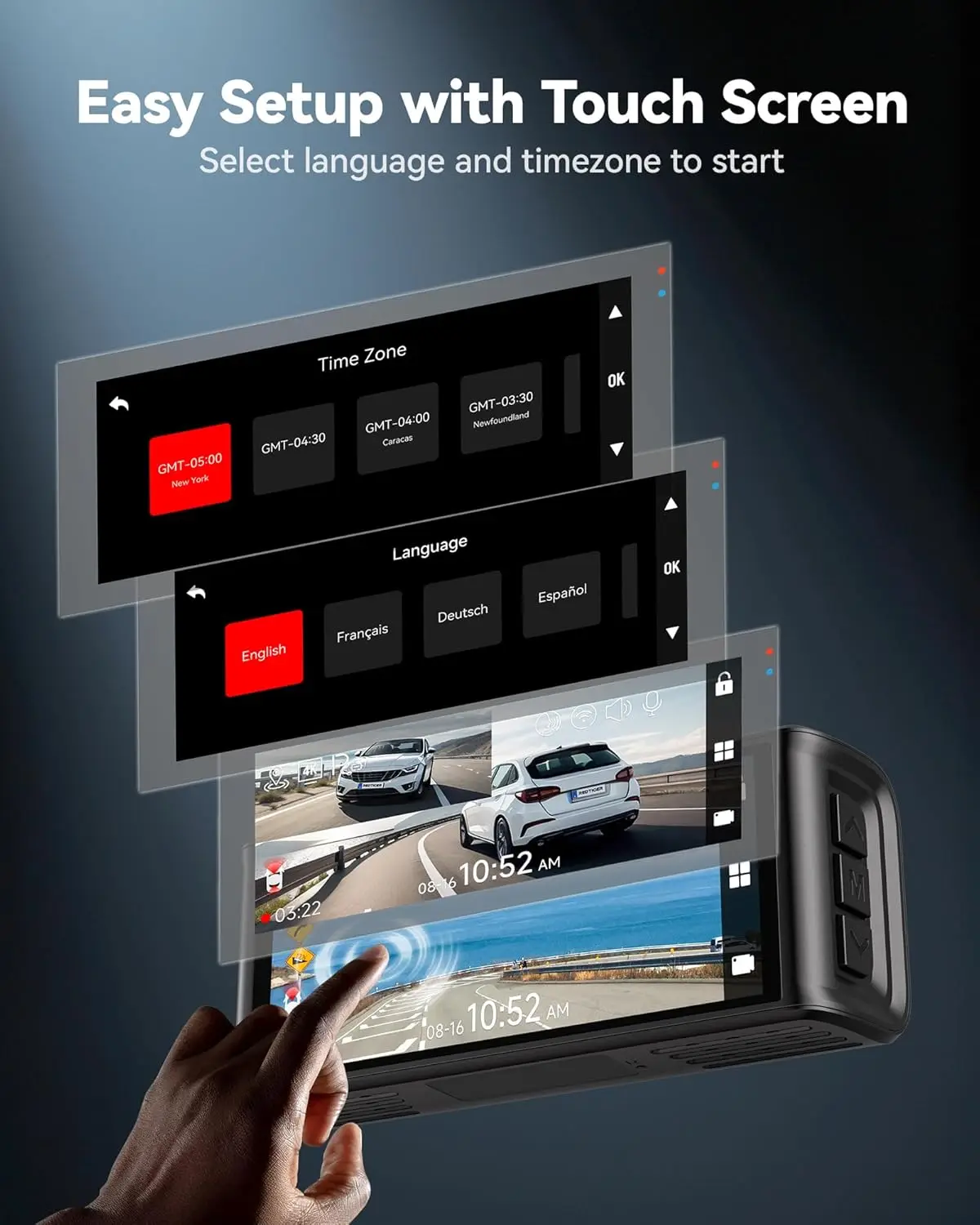4K Dash Cam Front and Rear, Touch Screen 3.18 Inch, Voice Control, 5.8GHz WiFi Car Dash Camera with 64GB Card, GPS, UHD 2160P Ni