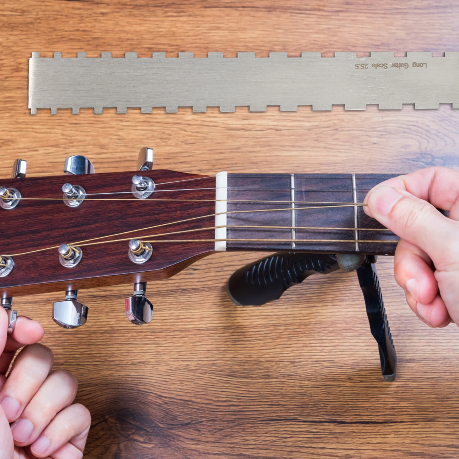

Stainless Steel Guitar Neck Ruler Set String Height Measurement Tools Professional Guitar Accessories