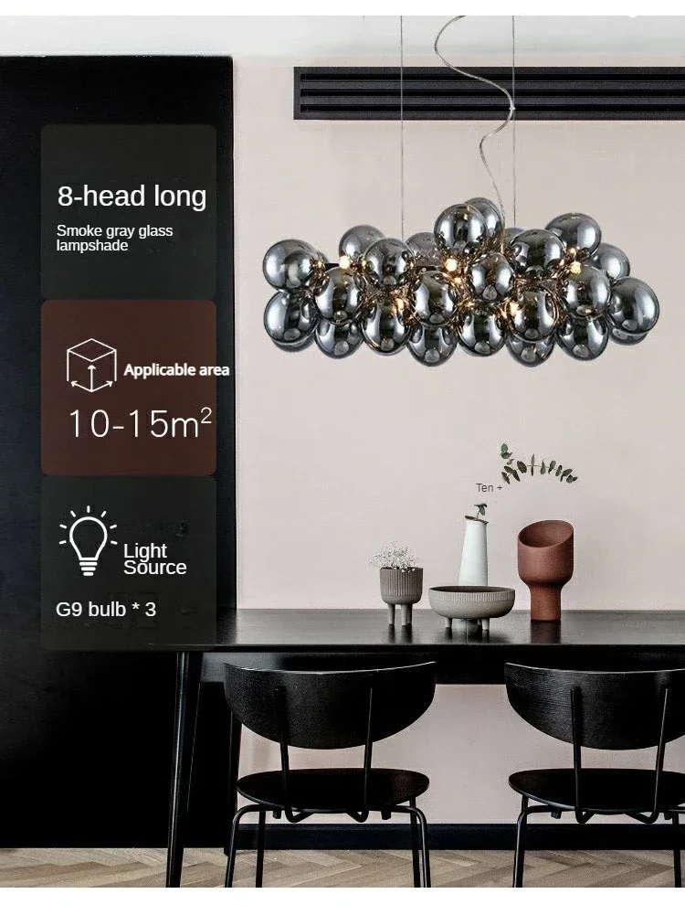 Modern Nordic Balloon Bubble Chandelier - Creative Ash Glass Lamp for Boy Bedroom, Living Room, Model Restaurant & Indoor Lighti