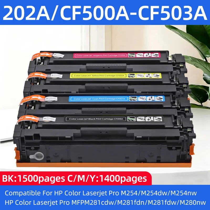 

202A CF500A 501 502 503A toner cartridge Compatible for HP Color Laserjet Pro M254 M254dw M254nw MFP M281fdn M281fdw cdw M280nw