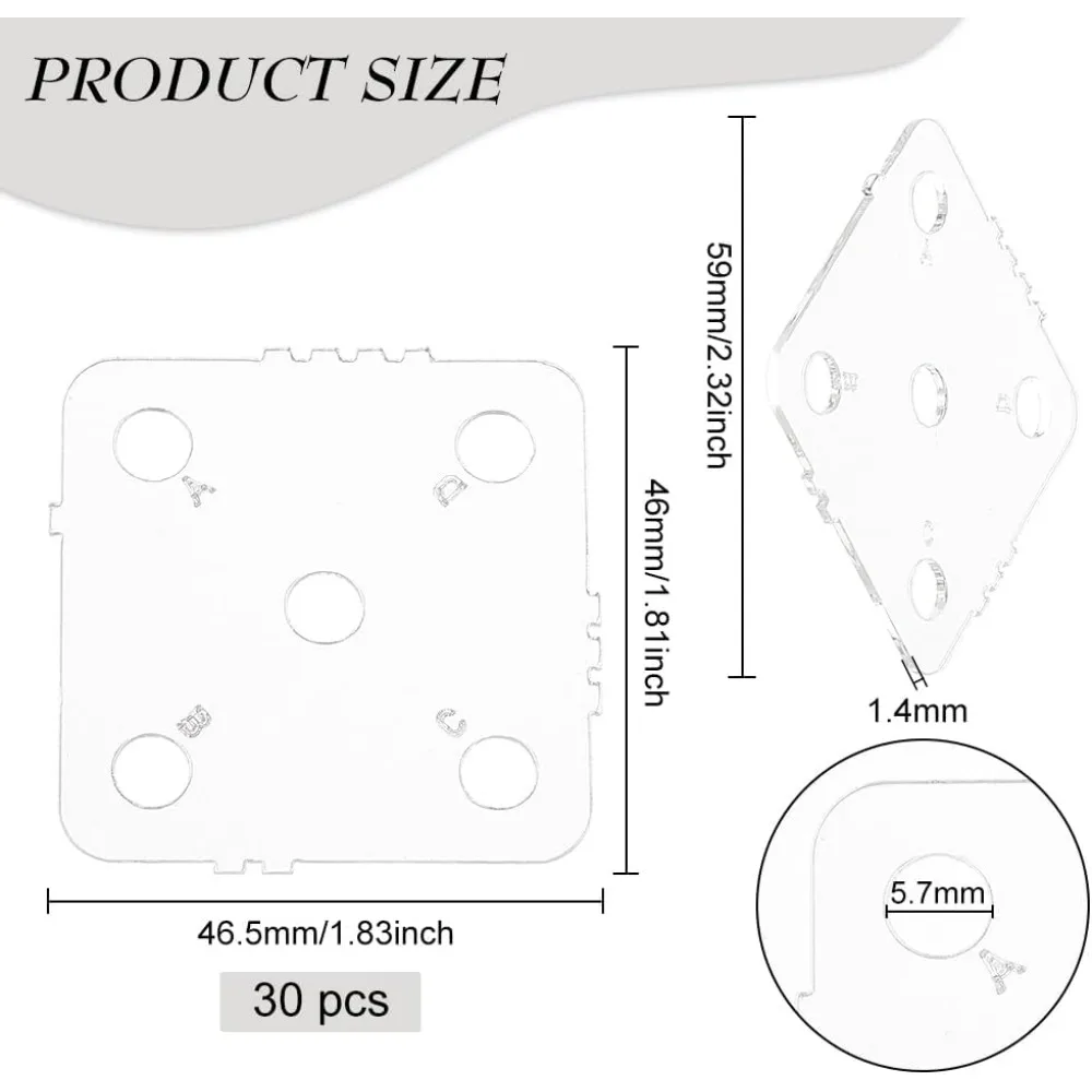 30 szt. Karty tkackie akrylowe karty do tkania tabletów 5 otworów przezroczyste krosna ręcznie tkane akcesoria narzędzia do tkania tabletów
