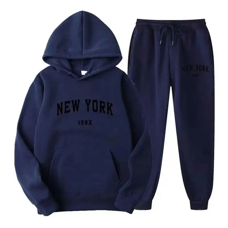 

2024 men's and women's fashion casual sweater set trend hoodie outdoor sports print pattern two hoodies size S-3XL