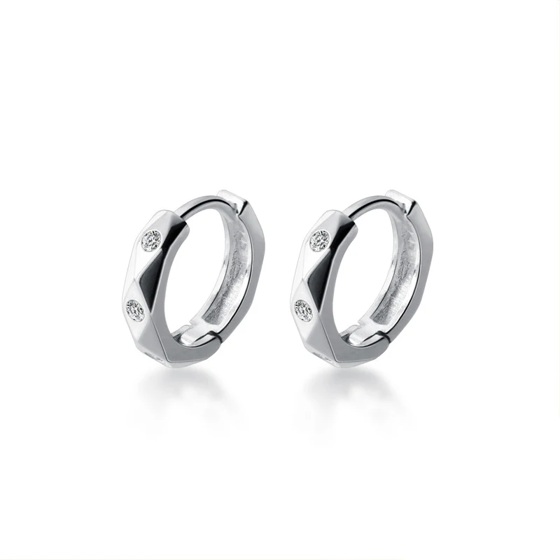 Modian Silver 925 Jewelry Minimalism Clear CZ Hoop Earrings for Women Sterling Silver 925 Anti-allergy Fine Jewelry Gifts