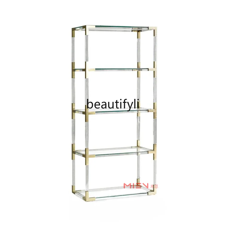 Light Luxury Metal Acrylic Display Stand Transparency Organic Glass Bookshelf Clothing Store Boutique Ornament Display Cabinet