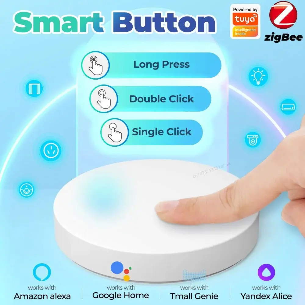 Tuya ZigBee Smart Button Scene Switch Wireless Remote One Key Controller Multi-scene Linkage Switch Google Alexa Voice Assistant