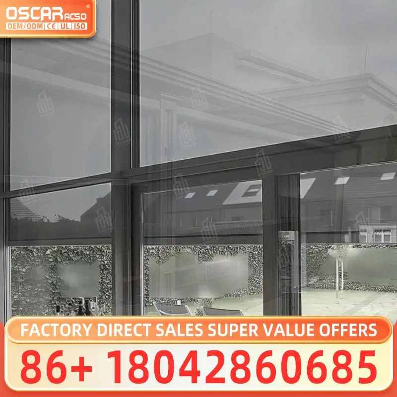 Motorized Roller Sun Shades Screen Outdoor Windproof for Balcony Zip Track Smart Home Decoration Rolling Blind