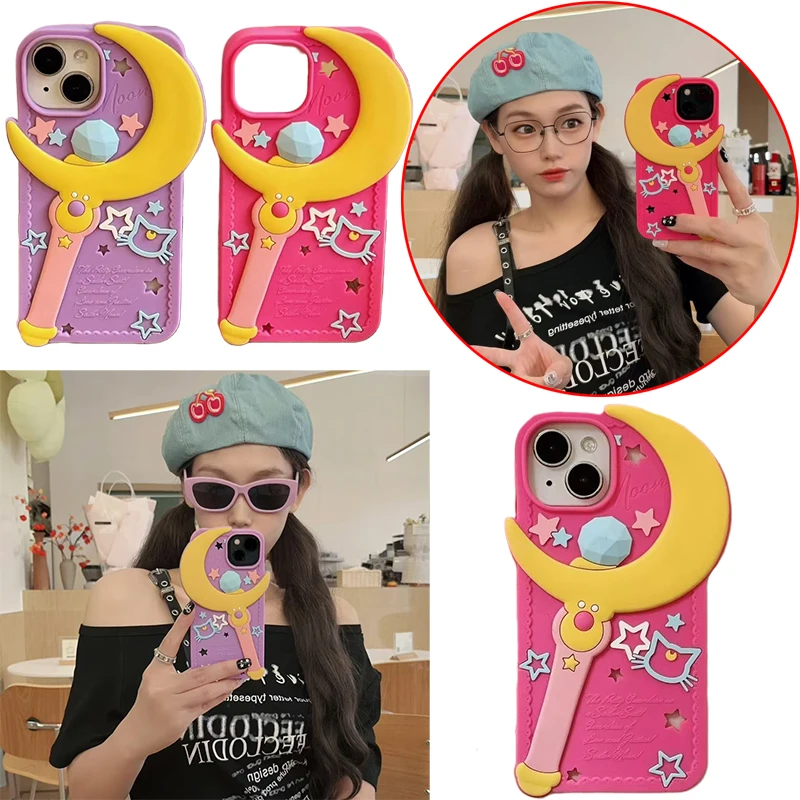Custodia per telefono Sailor Moon Transformation Stick Anime Periferia adatta per IPhone 16 15 14 Pro Max Plus Custodia per telefono antiurto regalo
