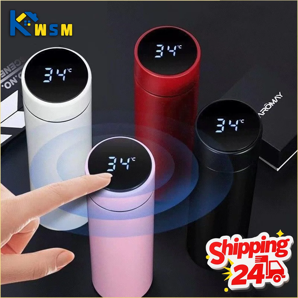 Taza Termo de acero inoxidable de 500ml con pantalla de temperatura, botella dividida con aislamiento al vacío para exteriores, taza de viaje, regalo del Día del Padre